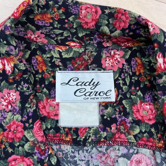 Vintage 1980s Black Ditsy Floral Fit and Flare Midi Day Dress - Picture 4 of 6